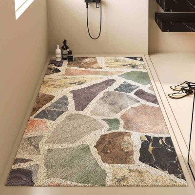 Treer Non-Slip Loofah Shower Mat, Colorful, 90 x 120 cm