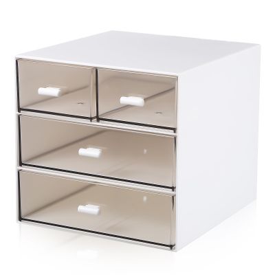 JOINPAYA White Plastic Desk Organizer with 4 Drawers and 3 Tiers