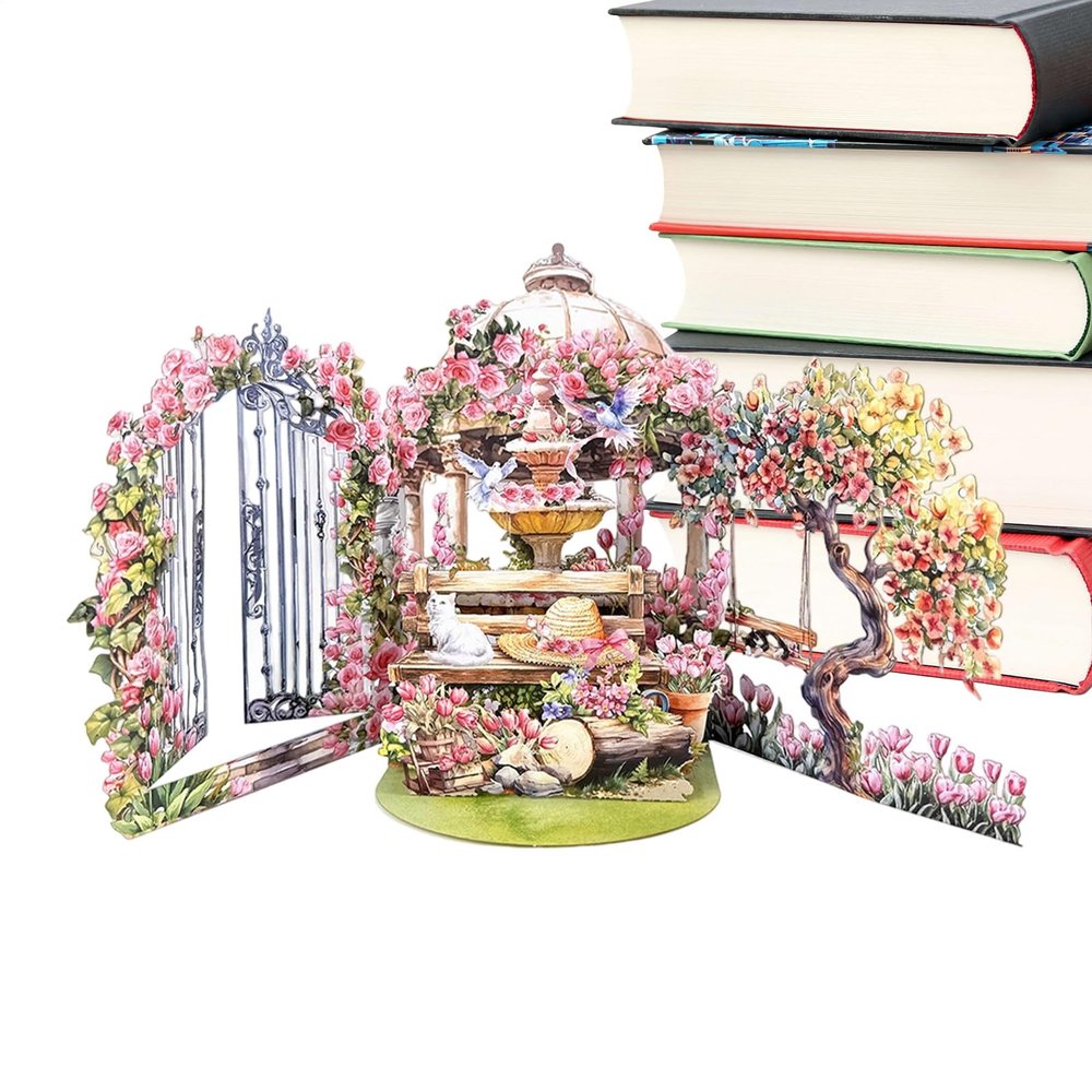 3D Greeting Cards for Women, Garden Motifs, Birthday Blessings