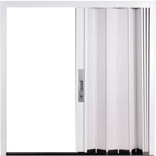 Generic Accordion Sliding Interior Door, White, with Door Frame, Lock and Keys (H 150 cm/59 in, W 141 cm/56 in)