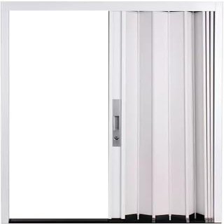 Generic Accordion Sliding Interior Door, White, with Door Frame, Lock and Keys (H 150 cm/59 in, W 141 cm/56 in)