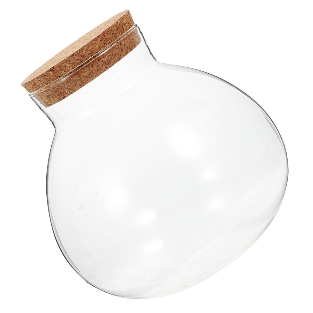 Round Terrarium Glass with Cork Stopper, 1 Pc, Transparent