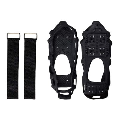 Ice Cleats for Shoes, 1 Pair with Adjustable Straps, 24-Point Traction