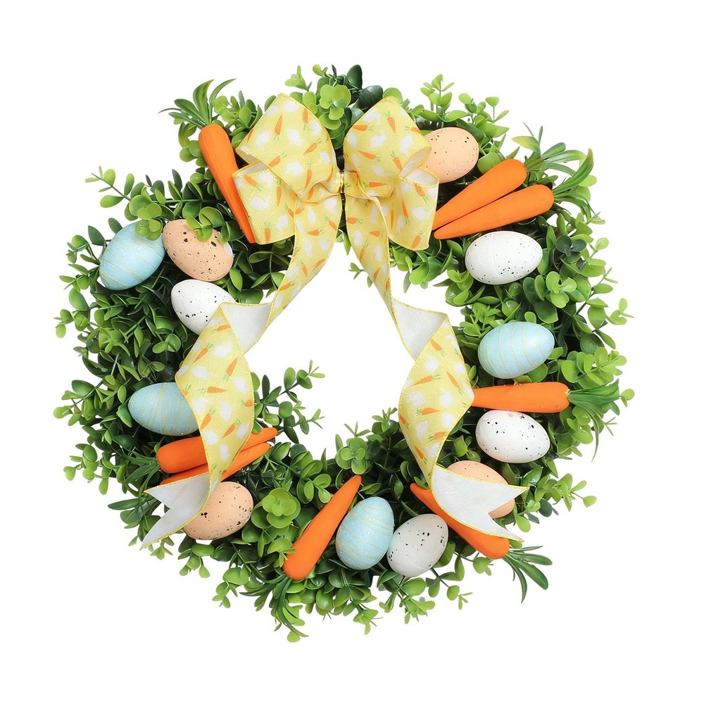 Easter Wreath with Egg and Carrot Design