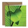 Valentine’s Card – Green Heart-Shaped Leaf Motif | Folded Card (15 x 15 cm) with Kraft Envelope, Blank Inside view 1