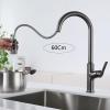 TYMYW Pull-Down Kitchen Faucet with Sprayer, 3 Modes, Single Handle, 360° Swivel, Brass, Gray view 2
