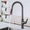 TYMYW Pull-Down Kitchen Faucet with Sprayer, 3 Modes, Single Handle, 360° Swivel, Brass, Gray view 3