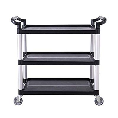 3-Tier Aluminum Kitchen Cart, Black/Gray, with Handle