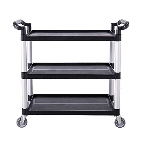 3-Tier Aluminum Kitchen Cart, Black/Gray, with Handle