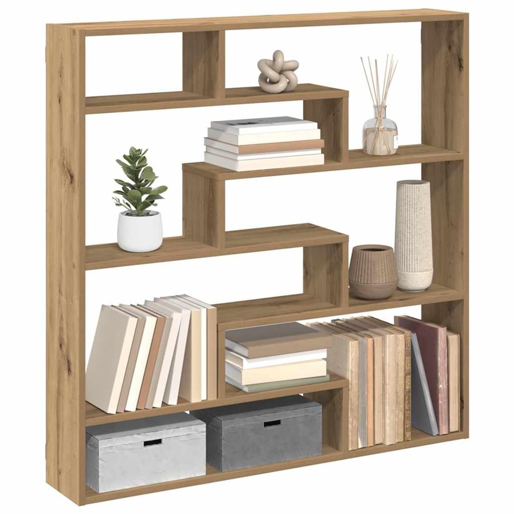Homgoday 7-Compartment Cube Shelf, Artisan Oak Engineered Wood, Model 860030
