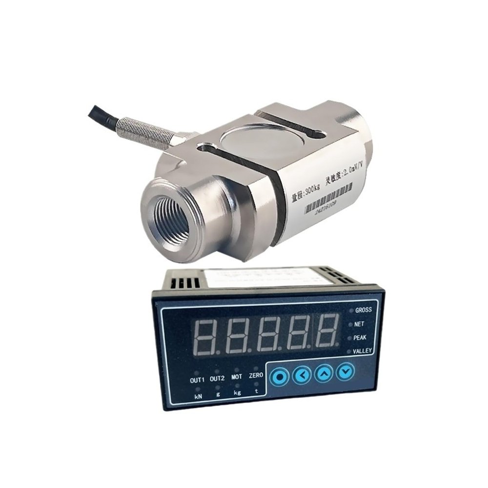 S-Type Column Load Cell with Display, Tension and Compression Measurement, Stainless Steel, 300 kg