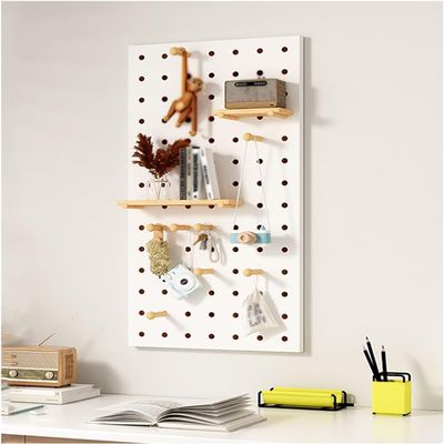 JvFbjLF Pegboard Wall Organizer, White, 60 x 120 cm