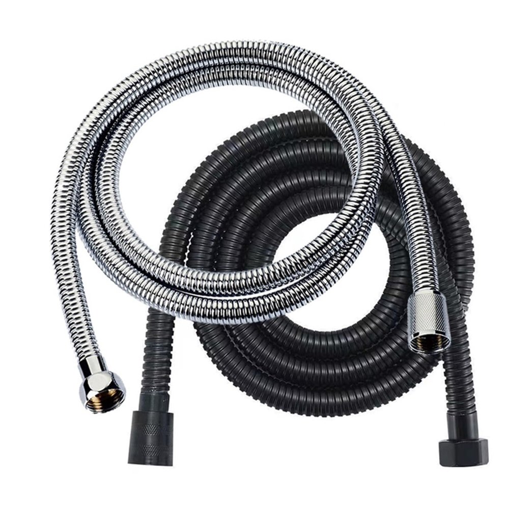 High-Pressure Stainless Steel Shower Hose, 1.5 m/2 m, Black/Silver