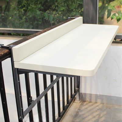 WHRAOY Hanging Balcony Table, 80 x 39 cm, White