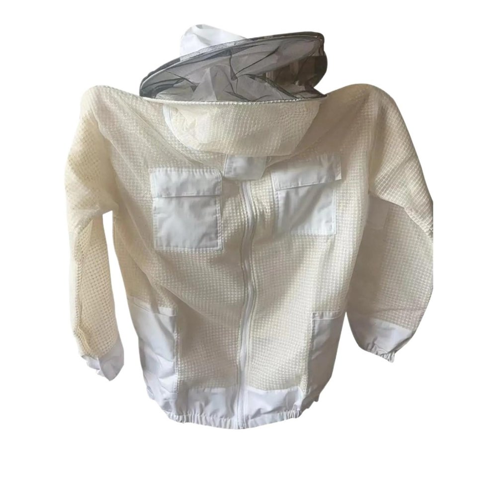 Professional Breathable Beekeeping Jacket with Detachable Veil Hat (L)