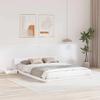 QZZCED Floor Bed Frame with Nightstand, White, 150 x 200 cm, Solid Wood view 1