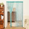 Wokuaile Beaded Door Curtain with Fringe, Cyan view 1
