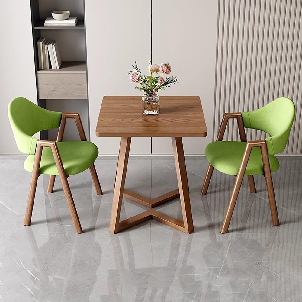 Square Dining Table Set with 2 Chairs, Military Green