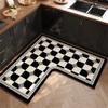 L-Shaped Kitchen Rug, Non-Slip, Washable, Waterproof, Anti-Fatigue Mat, Checkered, 150 x 150 x 45 cm view 1