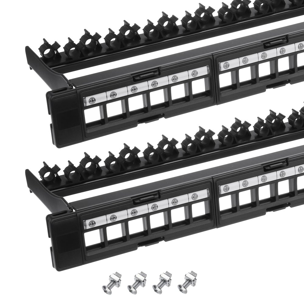 QUARKZMAN 2-Pack 1U Blank Keystone 24-Port Network Patch Panel