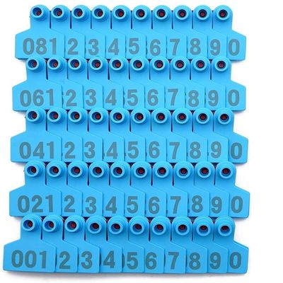 JFGCTYHXY Livestock Tags, 100-Piece Pig Ear Identification Tags, Plastic Animal Ear Tags for Pigs, Sows, Goats, Sheep, Cattle, Cows, 301-400 (Blue, 001-100)
