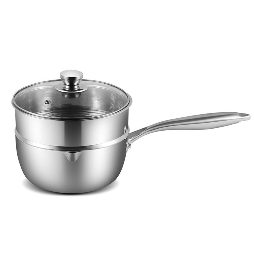 TREWQ 24 cm Milk Pot with Lid, 316 Stainless Steel Soup Pot with Steamer