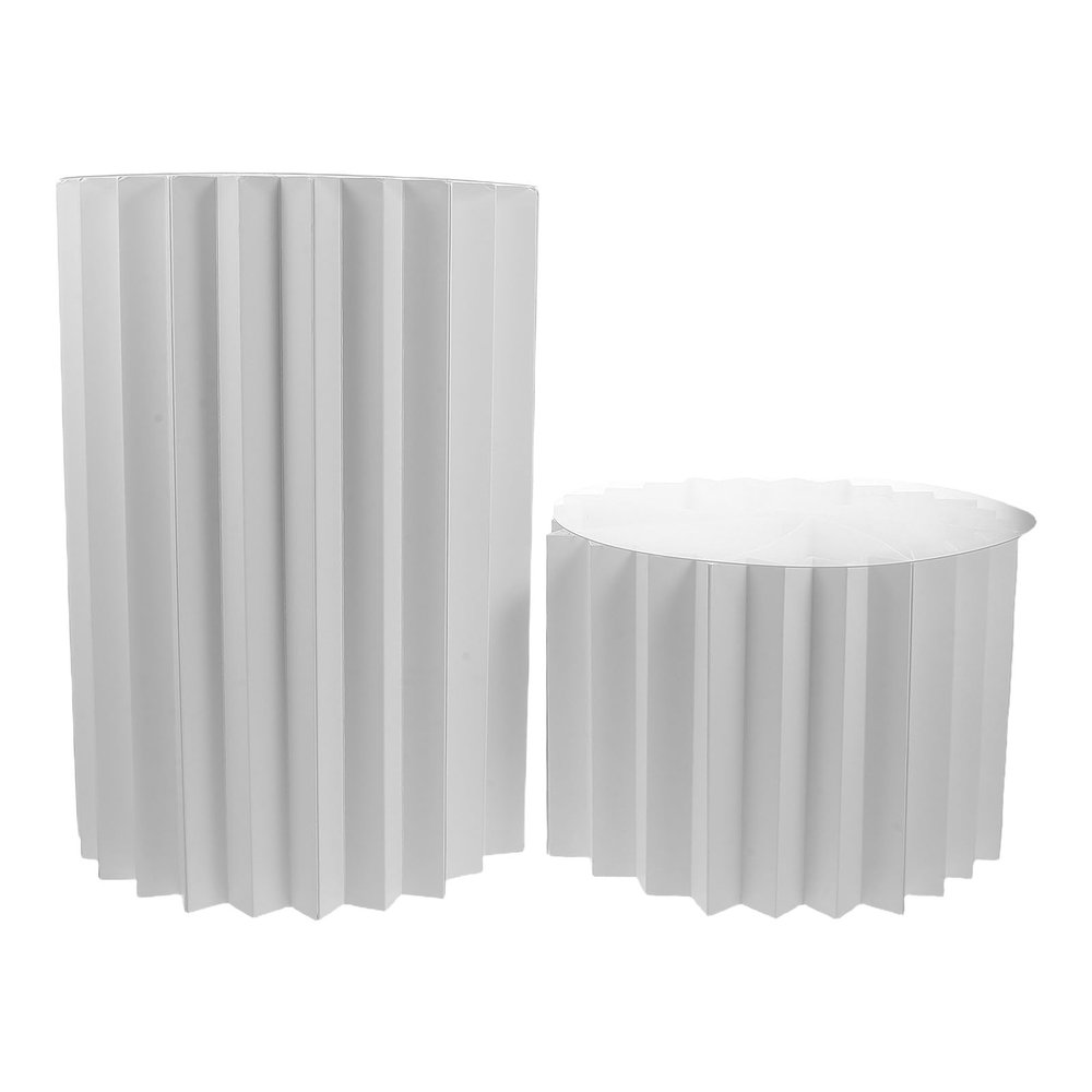 Homoyoyo 2-Piece Folding White Cardboard Cake Stand Set, Round Roman-Style Pedestals for Parties, Weddings, Birthdays, Table Decor and Displays