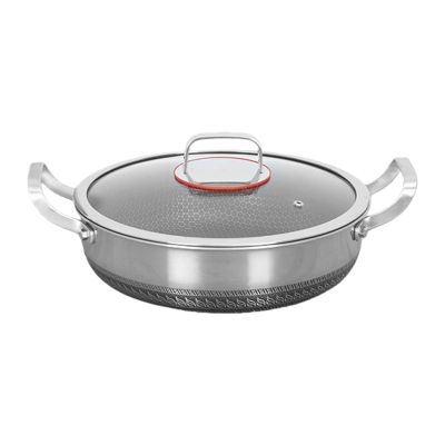 Stainless Steel Nonstick Frying Pan with Two Handles and Lid