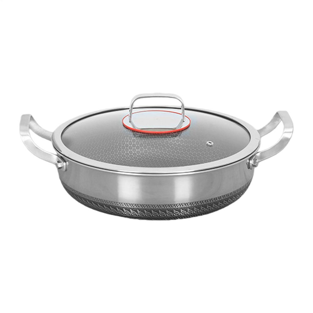 Stainless Steel Nonstick Frying Pan with Two Handles and Lid