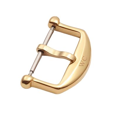 ROUREOX Stainless Steel Watch Buckle Replacement, Polished Trapezoid Pin Buckle, Curved Bar, IWC Gold 18mm