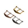 ROUREOX Stainless Steel Watch Buckle Replacement, Polished Trapezoid Pin Buckle, Curved Bar, IWC Gold 18mm view 2
