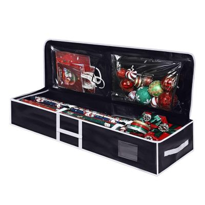 Large Christmas Gift Wrapping Paper Storage Bag with Zipper, Handles, Straps and Compartments
