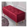Upholstered Bench with Gold-Tone Metal Legs, Rectangular Ottoman for Entryway, Living Room, Bedroom or Hallway, Red, 80 x 40 x 45 cm, Stylish and Space-Saving view 1