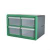 Stackable Plastic Drawer Multi-Grid Hardware Storage Box with Wall Mount for Tools and Electronics, 4-Grid, Green view 1