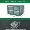 Stackable Plastic Drawer Multi-Grid Hardware Storage Box with Wall Mount for Tools and Electronics, 4-Grid, Green view 2