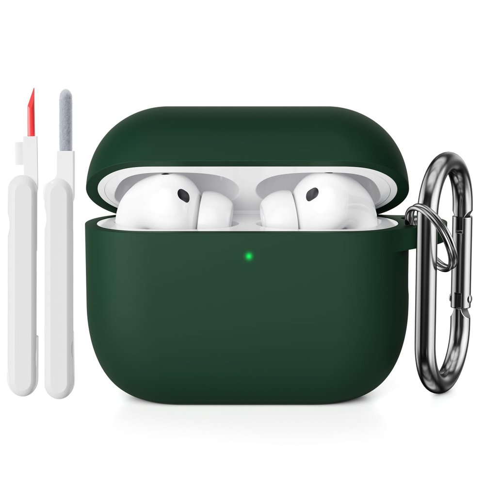 KOKOKA Silicone Case for AirPods Pro 3 (2025), Dark Green, with Cleaning Kit