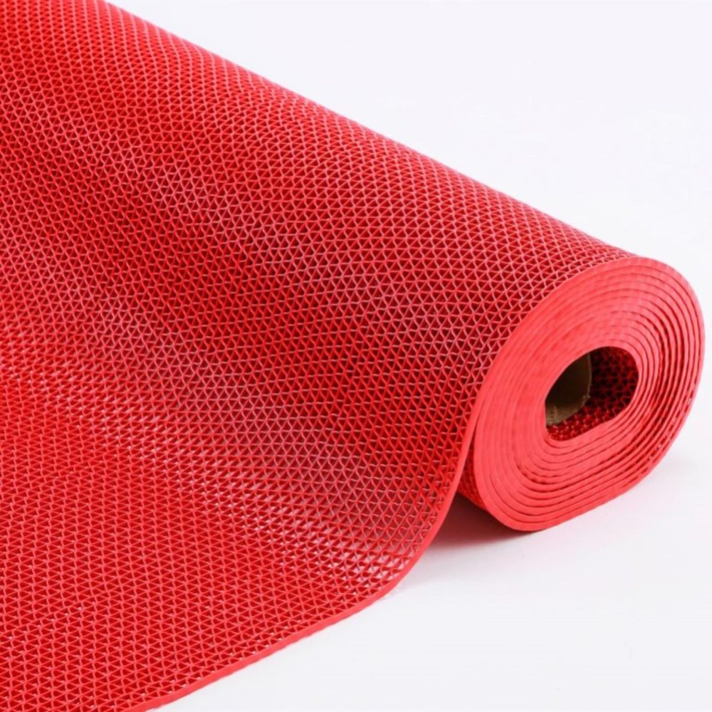 Non-Slip PVC Drainage Mat, Large Hollow Floor Mat for Garage, Restaurant, Pool and Shower Areas, Wet Areas, 1.6 m x 10 m, Red