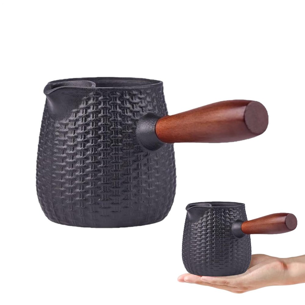 600 mL Cast-Iron Teapot with Wooden Handle, Stovetop Brewing Set