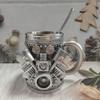Retro V8 Engine Mug with Spoon, Stainless Steel Lined view 2