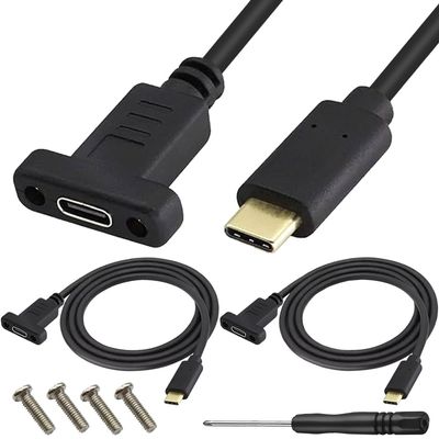 HAAMNING7 USB 3.1 USB-C Panel-Mount Extension Cable, 4K 60Hz, 10Gbps, 2-Pack