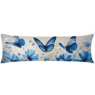 Blue Butterfly Pillowcase 40 x 140 cm for Side Sleeper Pillow
