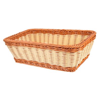 Woven Plastic and Rattan Bread Basket for Bread and Fruit