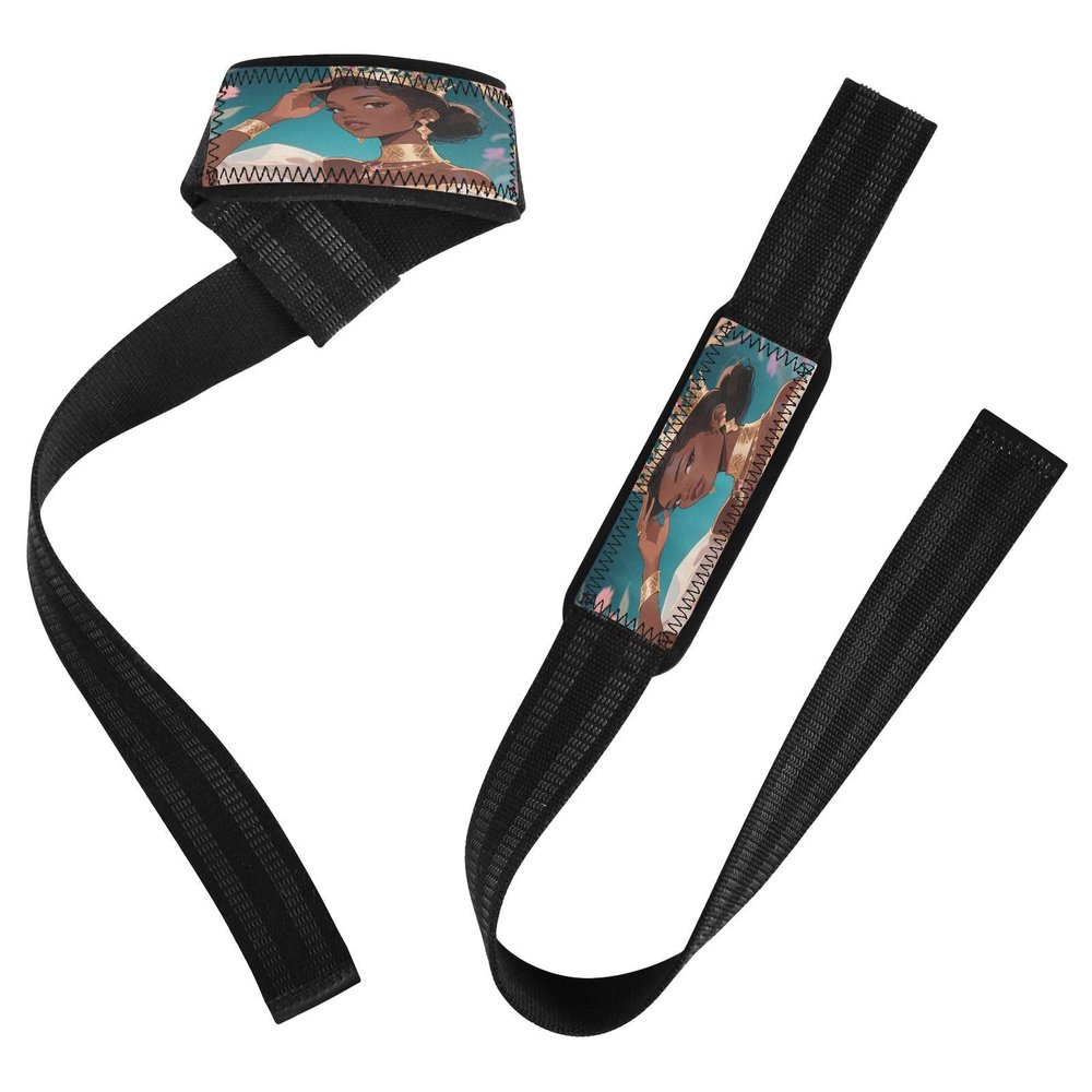Beautiful African Woman Crown Cartoon Weightlifting Straps, 66 cm, Neoprene-Padded