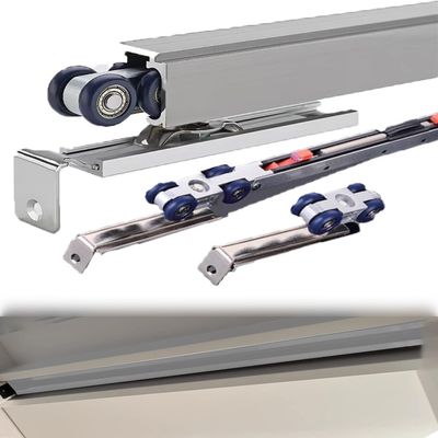 Soft-Close Sliding Door Hardware Kit, Silver, for Wood and Interior Doors (122, 137, 152, 183, 213, 244, 305, 366, 427, 457, or 488 cm; 14.3 ft/434 cm)