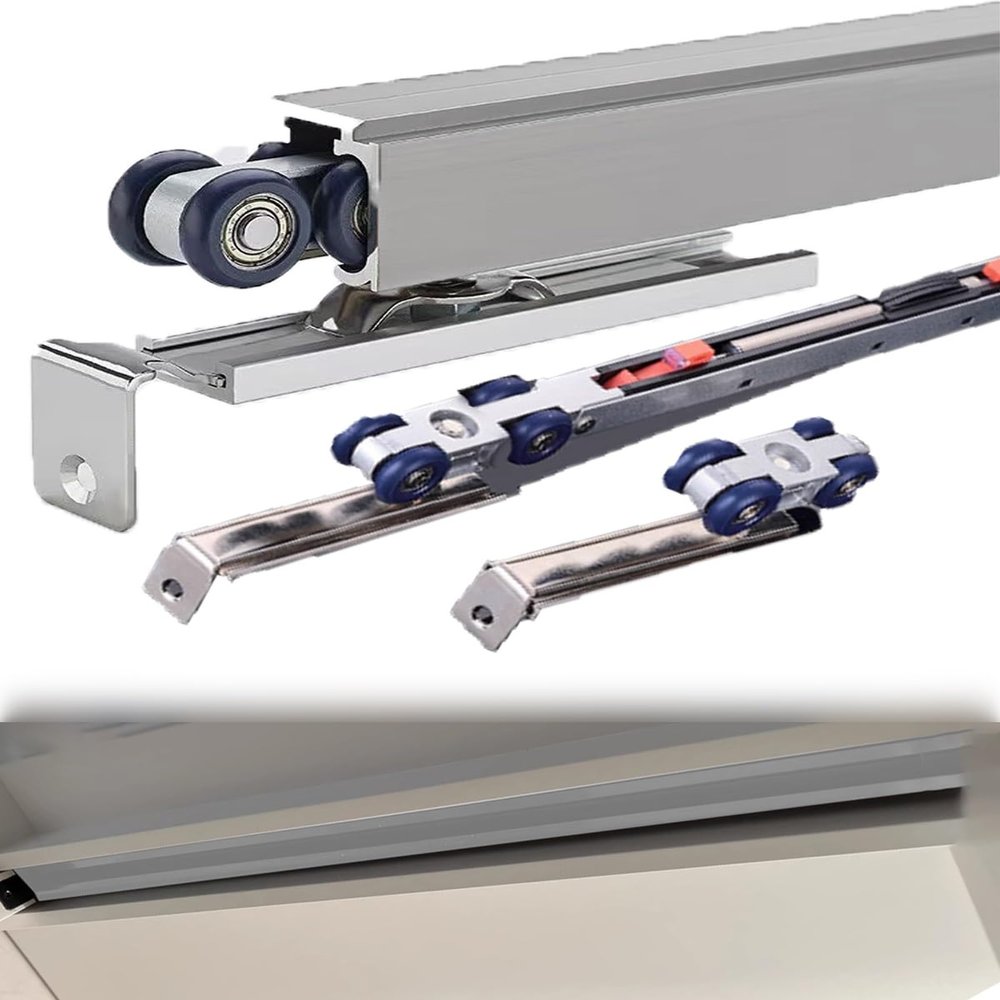 Soft-Close Sliding Door Hardware Kit, Silver, for Wood and Interior Doors (122, 137, 152, 183, 213, 244, 305, 366, 427, 457, or 488 cm; 14.3 ft/434 cm)