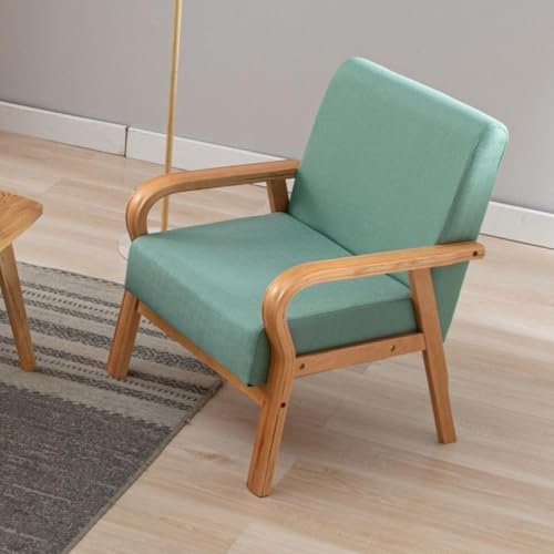 Modern Linen-Style Accent Chair with Wooden Legs