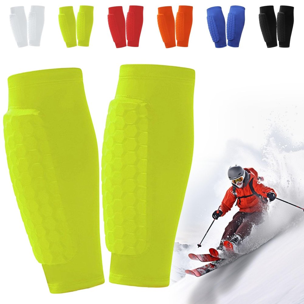 Skiguard Pro Ski Shin Guards, Breathable, Non-Slip, Yellow, S