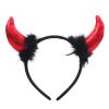 Paxrmuky Red Devil Horn Headband with Black Feather for Women view 1