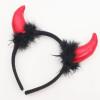 Paxrmuky Red Devil Horn Headband with Black Feather for Women view 2