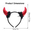 Paxrmuky Red Devil Horn Headband with Black Feather for Women view 3